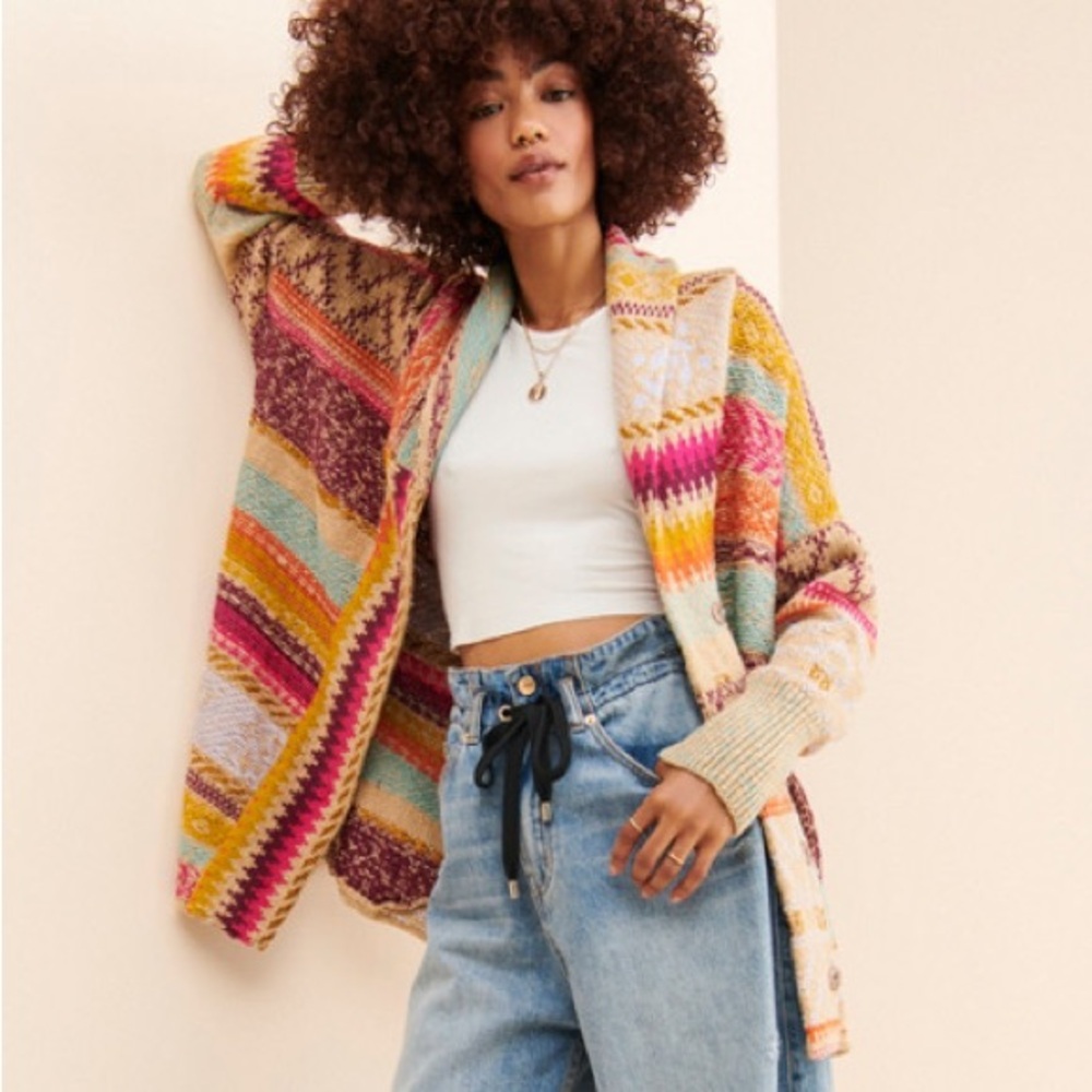 Anthropologie Pilcro Colorful Chunky Knit Cardigan Sweater - Picture 2 of 8